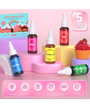 Buy Wwtop 5 Gel Food Color Set - 25g x5 | Sugar-Free Cake & Fondant Coloring | Ideal for Macarons Drinks & Easter Eggs - Buy Online on SooperMarket.com