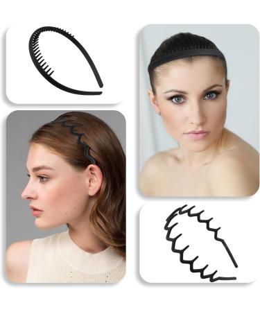 WLLHYF 3 Pieces Sharks Tooth Hair Comb Plastic Non Slip Headband Wavy Teeth Hair Hoop Fashion Effortless Hairband Hair Accessory for Women Girls Men Black - Buy Online on SooperMarket.com