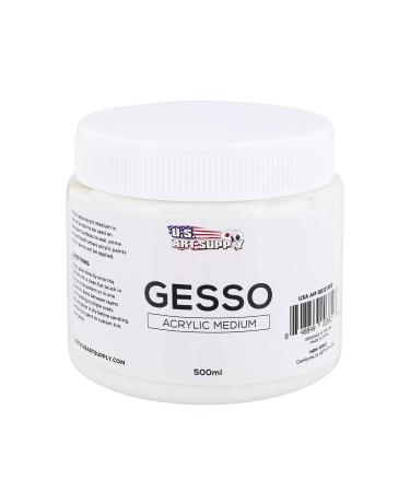 U.S. Art Supply White Gesso Acrylic Medium  500ml Tub - 16.9 Ounces over a Pint