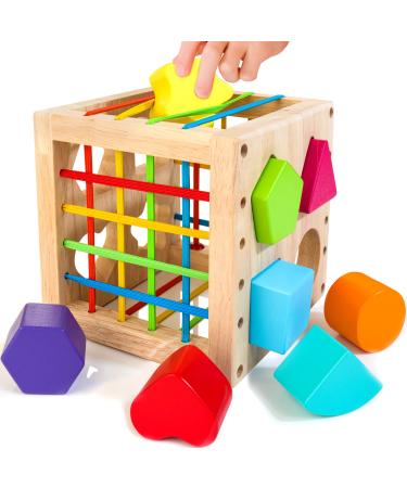 Hellowood Sorting Play Montessori STCRUFE from 1 year educational toy motor cubes with 8 plug -in blocks wooden toys for children from 1 2 3 years WT24 New