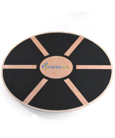 StrongTek Oval Wood Balance Board and Wobble Boards Rocker, Balance Disc, Core Strength Exercise Fitness Accessory, Workout Stability Equipment, Yoga Stretching, Standing Desk Use Black