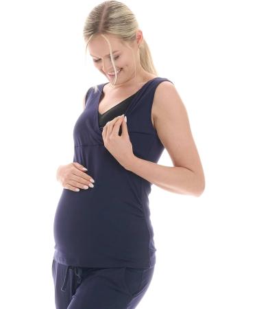 Herzmutter Maternity Homewear Set - 3-Piece Nursing Pyjamas - Pregnancy Wellness Set - Dark Blue - Size S - Buy Online on SooperMarket.com