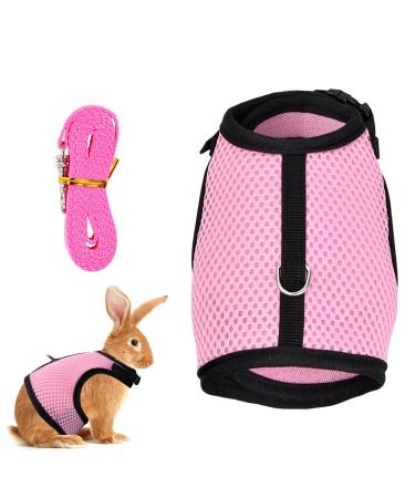 Tibapla adjustable rabbit dishes with elastic leash tow leash for small animals mesh rabbits dishes kitty dishes and leash for bunny cat pet pet small animal (pink m) m pink