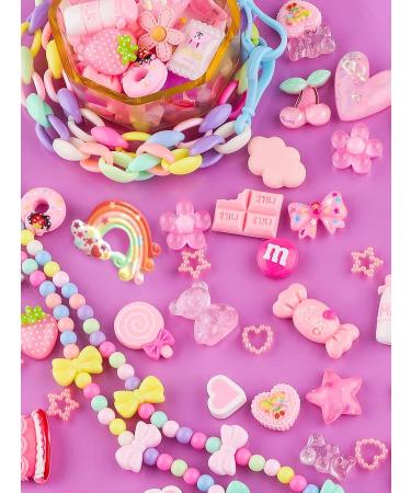 EBANKU 100 Pcs Pink Resin Flatback Decorations - 36 Styles Mixed Kawaii Slime Charms for DIY Crafts & Jewelry Making - Buy Online on SooperMarket.com