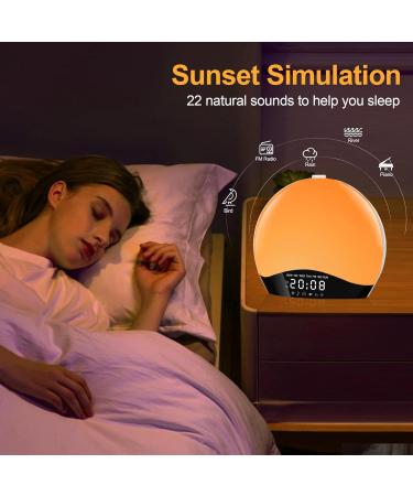 Bluetooth Daylight Alarm Clock with Sunrise Simulation & 22 Natural Sounds | Wake Up Light & Bedside Lamp for Kids - 20 Brightness Levels - Buy Online on SooperMarket.com