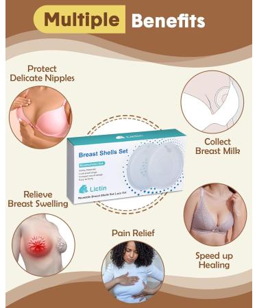 Lictin Reusable Breast Milk Collection Shells - Soft, Flexible Nursing Cups for Breastfeeding - 30ML/2PCS with Knitted Storage Bag - Buy Online on SooperMarket.com