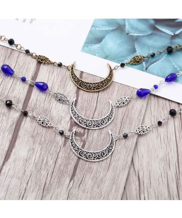 Yalice Boho Crescent Moon Head Chain | Vintage Crystal Hair Accessory for Women and Girls | Bronze-1 - Buy Online on SooperMarket.com