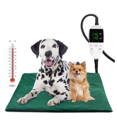 Heated Cat Dog Bed,Pet Heating Pad with 48-Hour Timer,Adjustable Temperature(86-146) and Time(4/8/12/24/48H), Waterproof Cat House Warming Mat Indoor/Outdoor/Warehouse (Christmas Green 18X28IN