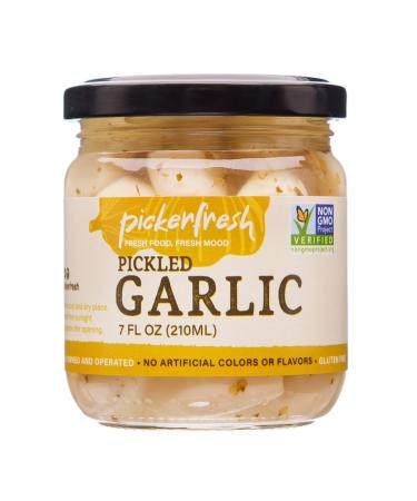 Pickerfresh Pickled Garlic - Gourmet Garlic Cloves - Simple Ingredients - Non-GMO, Gluten Free & No Artificial Color - 7 oz 7 Fl Oz (Pack of 1)