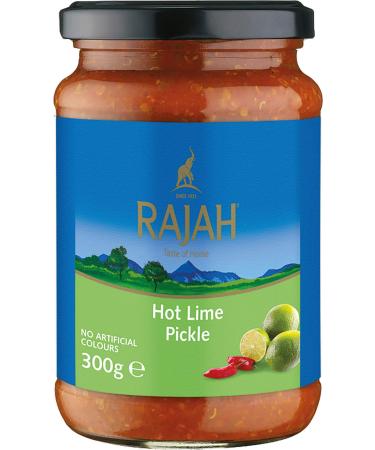Rajah Hot Lime Pickle Spicy pickled limes Ideal as an accompaniment to curry meat cheese poppadums & starters 1 x 300 g