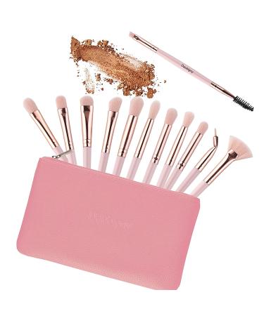 Daubigny 12 PCS Eye Makeup Brushes Set - Professional Eyeshadow, Concealer & Blending Tools with Carrying Bag (Pink) - Buy Online on SooperMarket.com