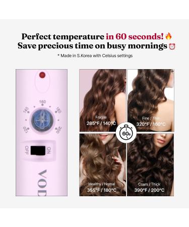 VODANA Professional GlamWave 1.6" Ceramic Curling Iron - Long-Lasting Lavender Curls Instant Heat Hair Curler - International Shipping Available - Buy Online on SooperMarket.com