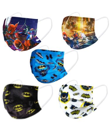 50 PSC Kid Disposable Face Masks,3ply Uniquely Designed Tie-Dye DisposableFace Masks,Adjustable Nose Clip,Facial Cover with Elastic Earloop for Girls Boys(Non-Medical Masks) Blue