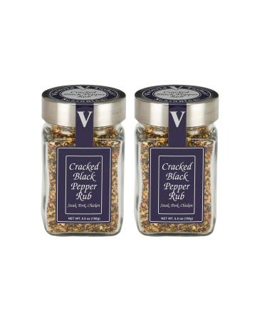 Cracked Black Pepper Rub- 5.5 oz. Jar (Pack of 2) - A classic Montreal Style Steak Seasoning Blend. Use on steak, chicken, pork or vegetables. 5.5 Ounce (Pack of 2)
