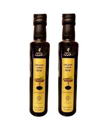 Liquid Gold | 2 x 350 gr BOTTLES ORGANIC GREEK CAROB SYRUP FROM CRETE | VERY CONCENTRATED | NO ADDED SUGAR | 100% PURE CAROB SYRUP | SOIL ASSOCIATION CERTIFIED