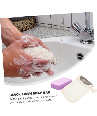 PLAFOPE 2pcs Black Linen Soap Bag Soap Mesh Pouch Bar Soap Pouch Drawstring Soap Bag Soap Mesh Holder Flax - Buy Online on SooperMarket.com