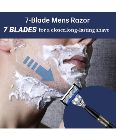 Upgrade 7-Blade Razor for Men - Precision Trimmer & Dual Lubrication | 1 Handle + 12 Refills for Ultimate Comfort - Shop Internationally - Buy Online on SooperMarket.com