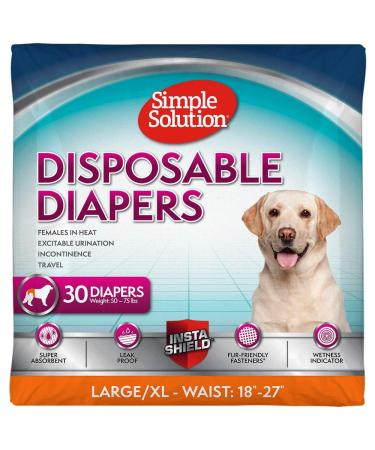 Simple Solution Disposable Dog Diapers for Female Dogs | Super Absorbent Leak-Proof Fit | Females in Heat, Excitable Urination, Incontinence, or Puppy Training | Small | 12 Count 30 count Large/X-Large