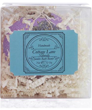Lavender Vanilla Giant 12oz Fizzy Bath Bomb with Real Dried Flower Petals by Cottage Lane - Night of Romance Collection - Buy Online on SooperMarket.com