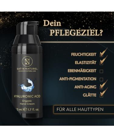 Buy Anti-Fold Organic Hand Cream - Moisturizing Hyaluronic Acid Aloe Vera & Shea Butter - 50 ml Natural Cosmetics - Perfect Christmas Gift for Women - Satin Natural - Buy Online on SooperMarket.com