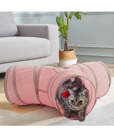 SunStyle Home 3-Way Cat Tunnel Toy with Peek Hole and Ball - Pink - Buy Online on SooperMarket.com