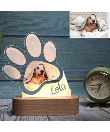 Personalized Photo LED Night Light Pet Dog Cat Paw Customized Pictures USB Tablet Lamp for Anniversary Christmas Lover Gifts (1 Color 1) 1 Color 1