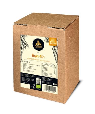 Klimmek Premium Carrot Juice 100% ORGANIC Direct Juice without Sugar 3 L Bag in Box