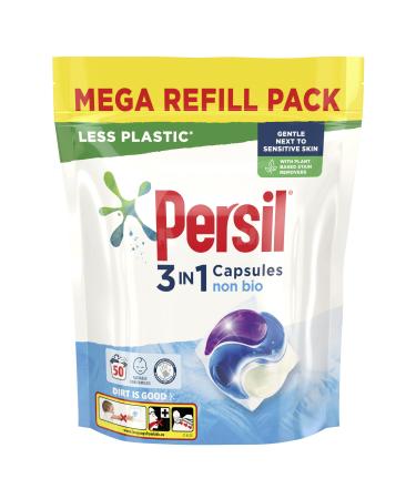 Persil 3 in 1 Non Bio Laundry Washing Capsules removes stains first time for washing that's gentle next to sensitive skin 1.350 kg (50 washes) Non Bio 1.35 kg (Pack of 1)