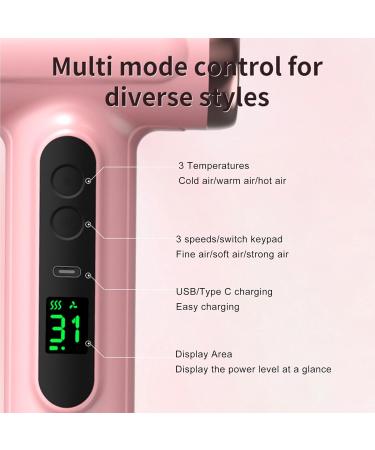 Cordless Ionic Hair Dryer 200W Rechargeable Portable Hair Dryer with Airflow Multiplier Technology Rotating Nozzle Multi Modes for Home School Travel - Buy Online on SooperMarket.com