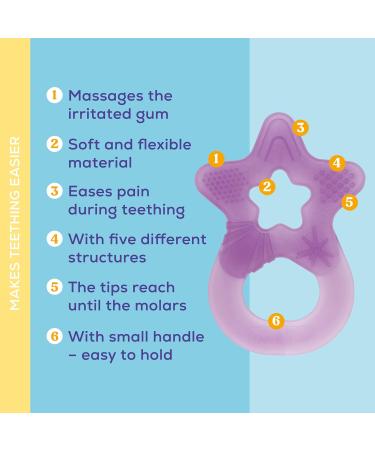 Dentistar Bei ring 2 Set | Baby Teether for 3+ Months | Soft Dental Aid & Massage Ring | Made in Germany | Pink & Lila - Buy Online on SooperMarket.com