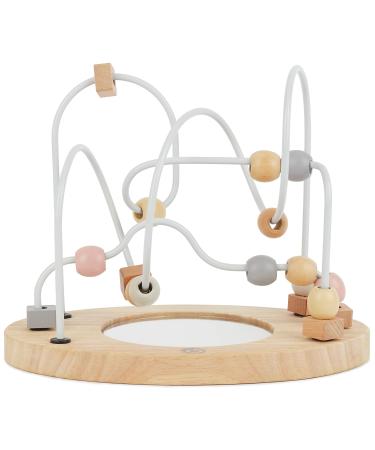 Bieco Motoric loop with mirror |Pink gray |Motor ceremony from 1 year |Modern labyrinth gameMotoric toy baby in gentle colors |Wooden toys baby |Hood learning toys multicolored