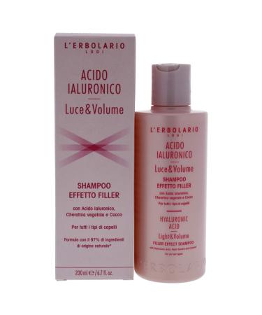 L'Erbolario Hyaluronic Acid Filler Effect Shampoo - Effective Treatment To Moisturize Hair - Cleanser For All Hair Types - Retains Water For A Filler Effect - Restores Softness With Coconut - 6.7 Oz