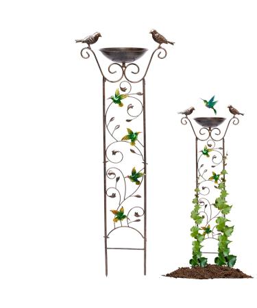 Wet moss bird potions with garden trellis 2-in-1 bird water dispenser made of metal removable standing bird water dispenser retro stand bird feeder for garden decoration outdoors Kolibri