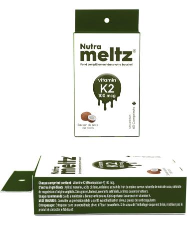 Nutrameltz Vitamin K2 100 mcg Vitamin K2 as MK7 Supplement for Strengthening Teeth Bones Promotes Heart Health Quick Dissolving Tablets for K2 Vitamin Deficiency Coconut Flavour (60 Tablets) - Buy Online on SooperMarket.com