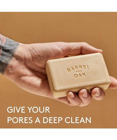 Barrel and Oak Exfoliating Bar Soap - Natural Men's Skincare Organic Moisturizer with Kaolin Clay & Olive Stone Spiced Sandalwood Eco-Friendly 6oz - Buy Online on SooperMarket.com