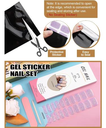 Kalolary 20PCS Luminous Glitter Gel Nail Polish Strips - Glow in the Dark Purple Nail Wraps with File & Stick - Waterproof Adhesive Nail Art Sticker - Buy Online on SooperMarket.com
