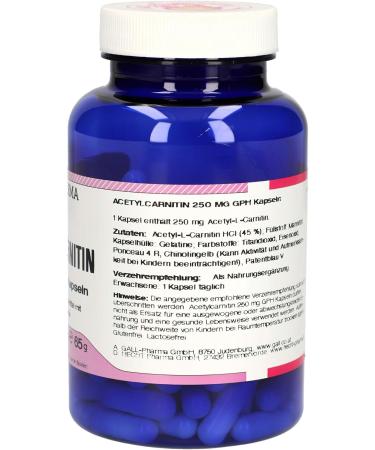 Gall Pharma Acetylcarnitine 250 mg Capsules - 120 Pieces | Boost Energy & Support Brain Health - International Shipping Available - Buy Online on SooperMarket.com