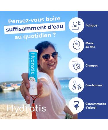 HYDRATIS - Peach Effervescent Lozenges - Optimizes Hydration - Rich in Minerals - Low Sugar - Light Tastes - Sport Cramps Recovery - 20 Lozenges 1 Tube white - Buy Online on SooperMarket.com