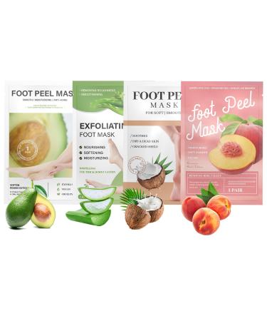 4 pair of foot mask foot peeling mask corneal remover socks for soft and smooth baby feet cornea and dead skin remove repair of rough heels idea for men and women - mixed mixed pack