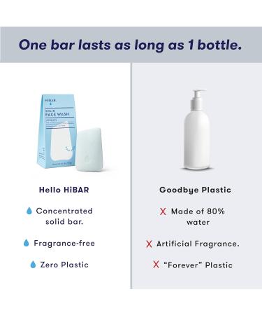 HIBAR Hydrating Face Wash Bar | Vegan Soap-Free Formula for Dry Skin | Promotes Collagen & Ideal for All Skin Types | Cruelty-Free & Paraben-Free - Buy Online on SooperMarket.com