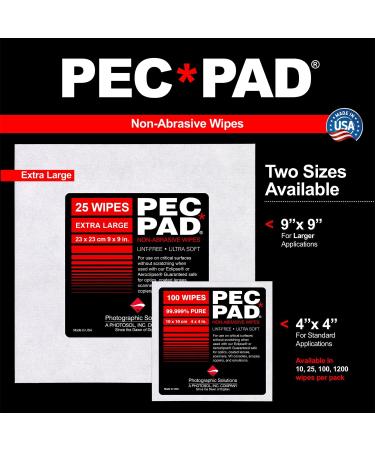 PEC-PAD Lint Free Wipes 4x4 - Non-Abrasive Ultra Soft Cloth for Cleaning Sensitive Surfaces - Ideal for Camera Lens, Filters, Film, Scanners, Telescopes, Microscopes, Binoculars - 100 Sheets Per Package - Buy Online on SooperMarket.com