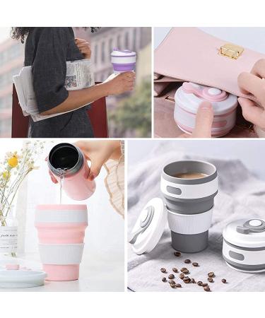 2Pcs Silicone Collapsible Travel Cup Set | Foldable Drinking Cups with Lids for Adults & Kids - Portable Camping Cups | Reusable & Leakproof Silicone Cups - Buy Online on SooperMarket.com