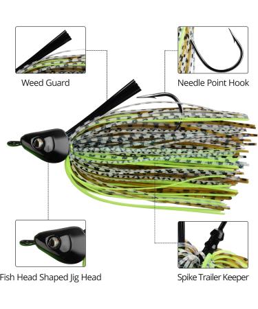 MadBite Swim Jig Fishing Lures 5 Pack - Heavy Brush Guard, Silicone Skirt, Needle Point Hooks - 3/8 oz and 1/2 oz Sizes - Multi-Color Kits - Clear & Muddy Water - Includes Storage Box - Buy Online on SooperMarket.com