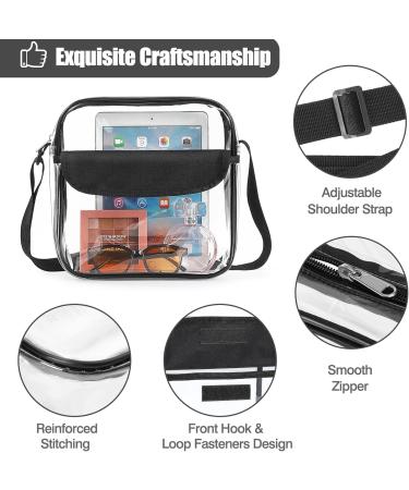 Moko Station Approved Clear Crossbody Bag | Transparent Adjustable Shoulder Bag for Sports Games & Concerts - Black 25.5x10.5x5 cm - Buy Online on SooperMarket.com