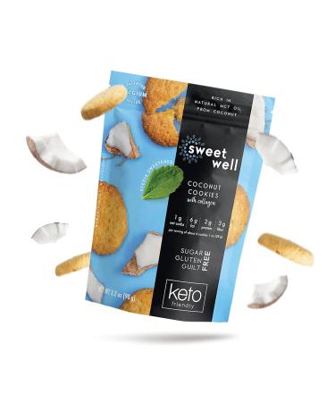 Sweetwell Coconut Cookies - Low Carb, Keto, Gluten-Free Snack with Real Ingredients, Stevia Sweetener, Collagen - Sugar-Free 3.2 oz (Pack of 3) - Buy Online on SooperMarket.com