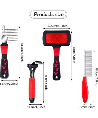 4-Piece Pet Grooming Set: Dematting Comb, Slicker Brush, Steel Comb - Dog & Cat Grooming Tools - Buy Online on SooperMarket.com