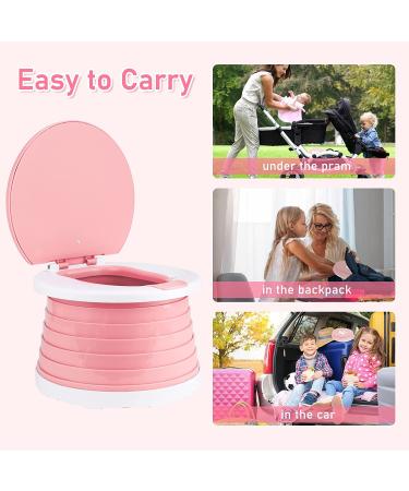 Foldable Portable Potty Seat for Kids - Small Pink Travel Potty Training Toilet for Toddlers - Indoor & Outdoor Foldable Toilet Seat for Car - Children's Portable Toilet - Buy Online on SooperMarket.com