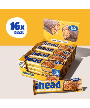 Ahead Vegan Sweets Bar - Salted Peanut Caramel - Keto & Sugar-Free Chocolate - 16x35g - Only 5g Net Carbs - Improved Recipe - Buy Online on SooperMarket.com
