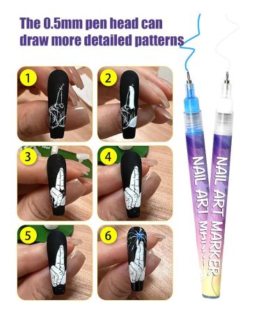 Buy 3D Nail Art Pens - 12 Colors Fine Tips for DIY Nail Designs | International Shipping Available - Buy Online on SooperMarket.com