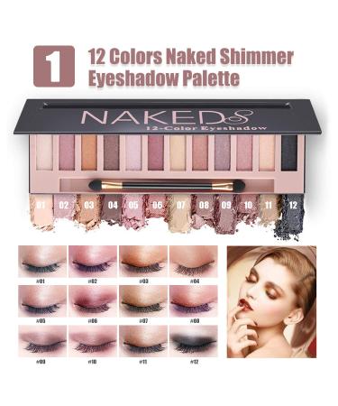 12 Colors Naked Eyeshadow Palette, 5Pcs Makeup Brushes, Waterproof Eyeliner Pencils, Eyebrow Powder & Quicksand Bag Gift Set for Women, Girls & Teens - All in One Makeup Kit SET A - Buy Online on SooperMarket.com